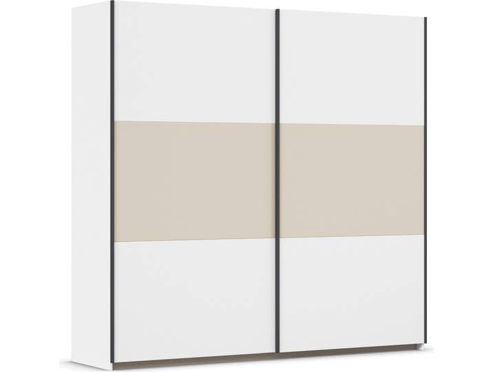 Schwebetürenschrank RAUCH Kleiderschrank Schrank Garderobe Garderobenschrank Wäscheschrank NEO , beige (alpinweiß, kaschmir (champagner)), B:218cm H:210cm T:59cm, Holzwerkstoff, Schränke, Schwebetürenschrank, mit großzügigem Stauraum und vielfältigen Farbkombinationen