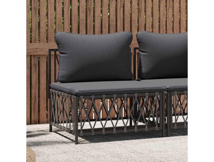 vidaXL Garten-Mittelsofa mit Kissen Anthrazit Gewebe