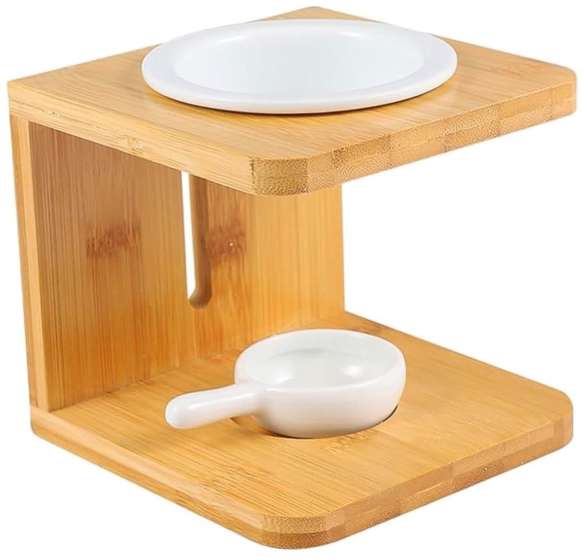 Dailygoods Dailygoody Essentiële oliebrander - Keramische bamboe oliebrander voor aromatherapie en waxmelting