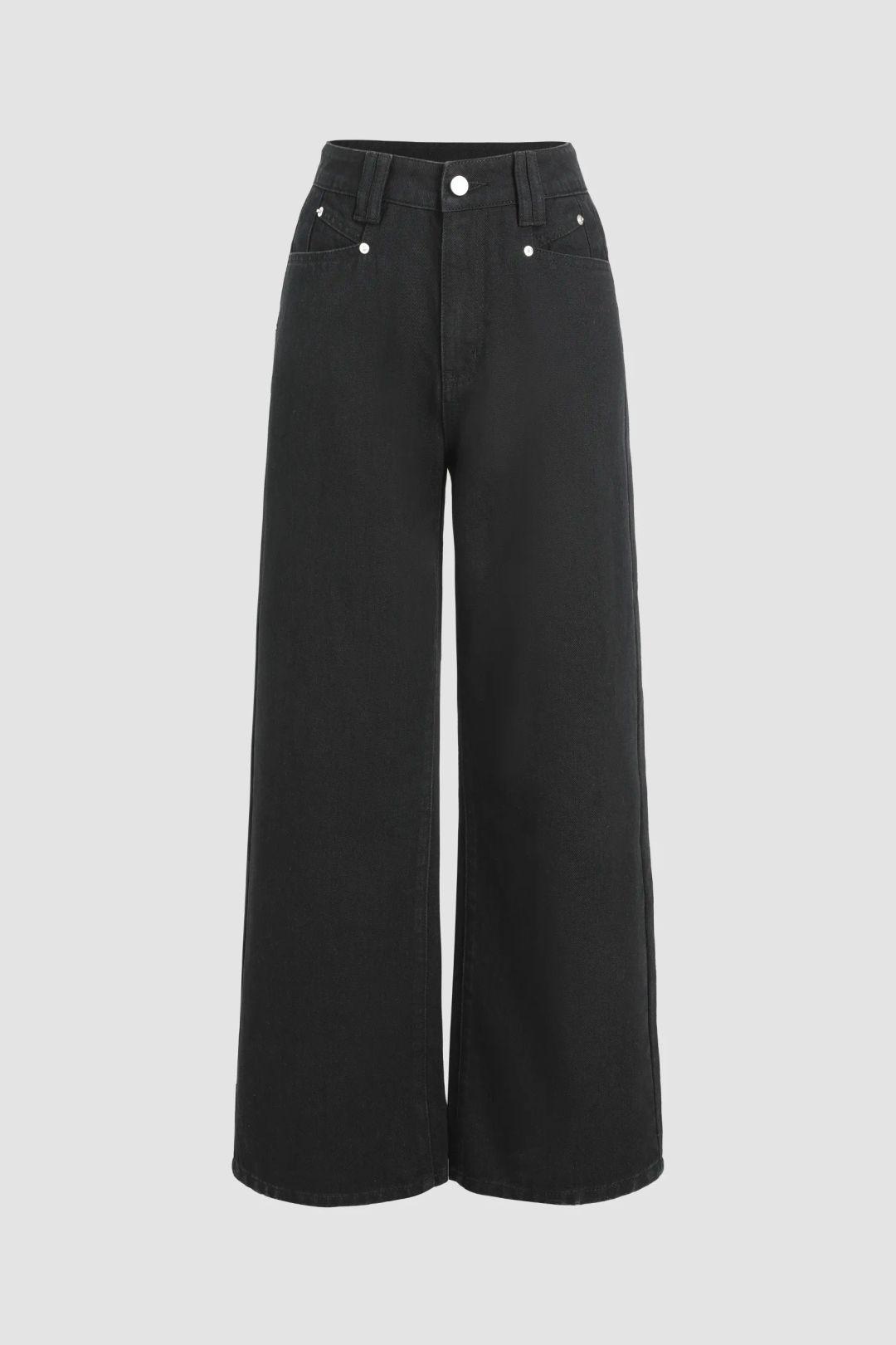 High-Waist Bündchenweite Denim-Jeans