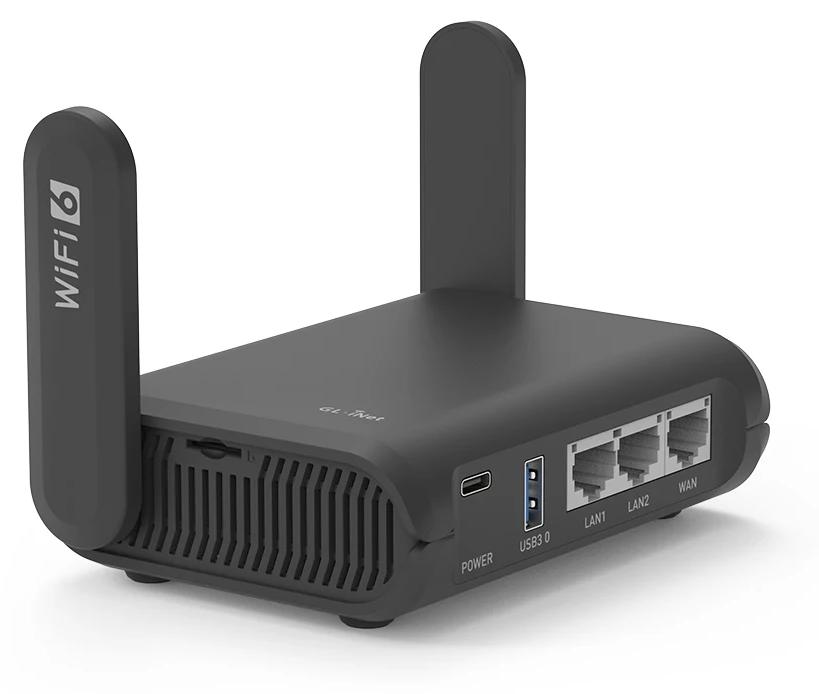 Reiserouter - GL-AXT1800 - Wi-Fi 6 - Dualband 2,4/5 GHz - 1800 Mbit/s - VPN mit OpenVPN und WireGuard - WLAN-Repeater - Gigabit-Port