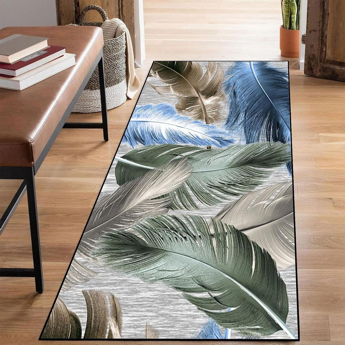 Abstracte antislip loper voor gang, keuken of badkamer, machinewasbaar, 50 x 50 cm