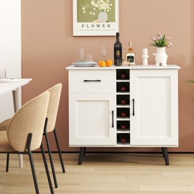Lirago Modern Wine Bar Buffet Cabinet with 6-Bottle Wine Rack