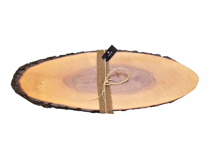 Heidi Cheese Line 700x260x20mm Holzbrett Rinde – Raclette Zubehör/Fondue Zubehör