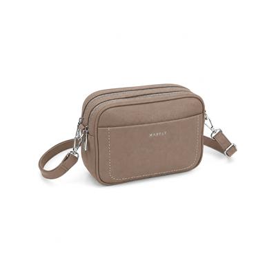 Umhängetasche "Praktisch", Damen, Gr. B/H/T: 22cm x 16cm x 8cm onesize, taupe, Polyurethan (PU), COLLEZIONE ALESSANDRO, Taschen Umhängetasche, kleine Crossbody Bag mit vielen Fächern