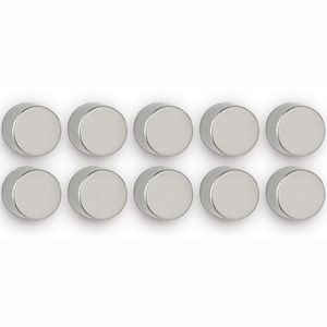 Maul Magnete 61822, silber, Neodym Magnet, Ø 12 mm, Höhe 10 mm, Scheibenmagnet, 10 Stück