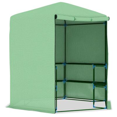 Helloshop26 - Gewächshauszelt für Pflanzen Blumen und Gemüse mit Stahlregalen 227 x 223 cm grün 02_0044649