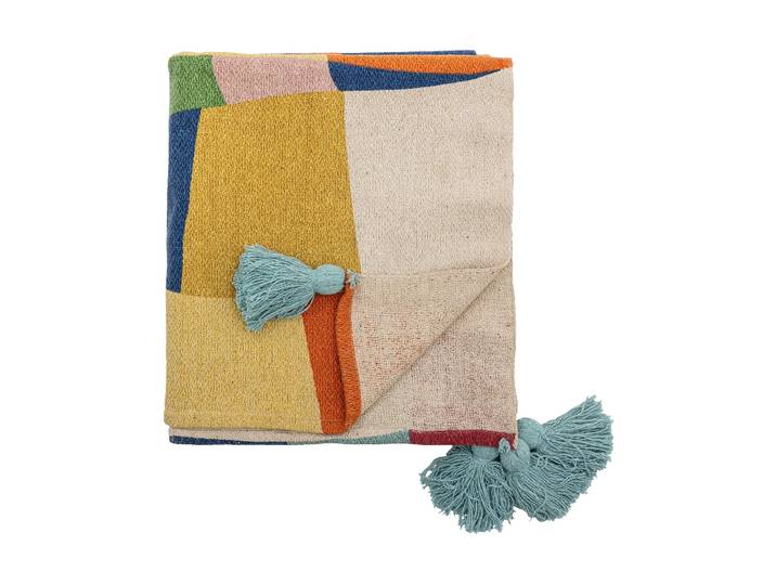 Bloomingville Plaid en coton Colorine 160x130 cm Bleu