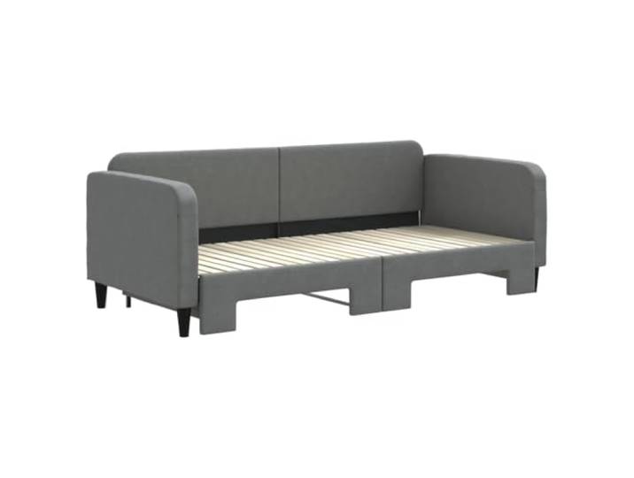 KTHLBRH Ausziehbares Schlafsofa Dunkelgrau 90 x 200 cm Struktur aus Holz und Metall, atmungsaktiver Stoff, 2 notwendige Matratzen, für Wohnzimmer und Schlafzimmer