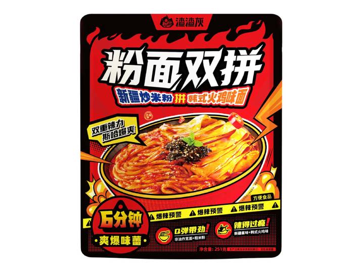 Zhazhahui Double Assortiment de Nouilles en Poudre (Nouilles Coréennes Saveur Poulet Épicé Assorties aux Nouilles de Riz Sautées du Xinjiang) 251 g