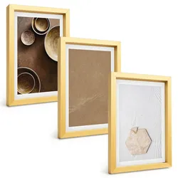 BILDER SET 3er Set - 20x30 cm Goldrahmen - Minimalistische Texturen und Farben