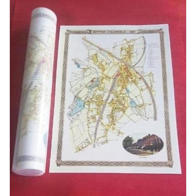 Sutton Coldfield 1887 - Old Map Supplied Rolled in a Clear Two Part Screw Presentation Tube - Print Size 45cm x 32cm, Karte von Mapseeker Archive