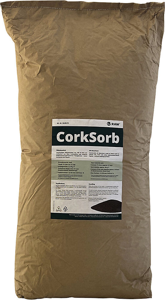 kaiserkraft Ölbindemittel CorkSorb-Granulat, für Öle, Kraftstoffe, Lösemittel, VE 30 x 75-l-Sack auf Palette