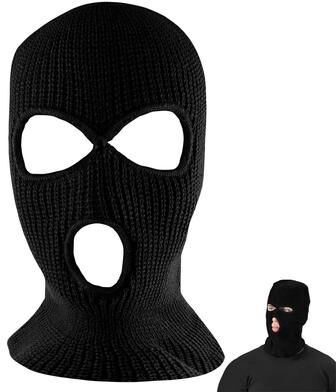 Uplifted Finds Tactical 3 Hole Embroidered Full Face Knit Balaclava Ski Mask black