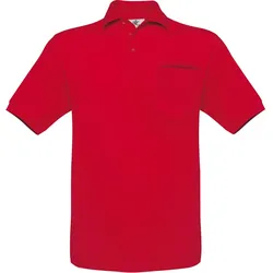 B&C Herren Piqué Polo mit Brusttasche Safran Pocket PU415 red M