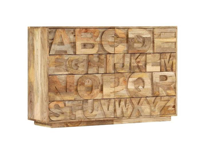 furnicato Sideboard ABC-Schrank mit 6 Schubladen 120x35x79 cm Massivholz (1 St), Handgefertigte Kommode im Retro-Stil mit viel Stauraum für Kleidung