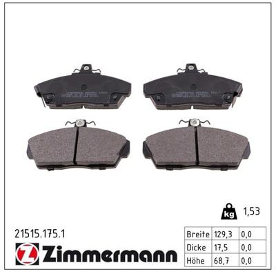 ZIMMERMANN Bremsbelagsatz, Scheibenbremse 21515.175.1 Vorderachse für HONDA ROVER
