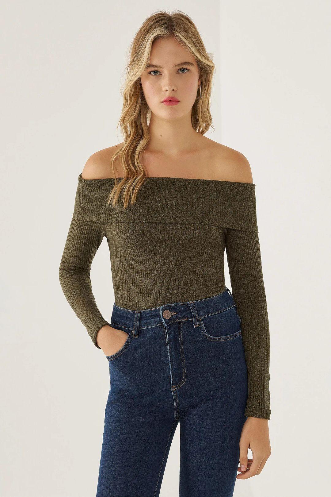 Schulterfreies Jersey-Top