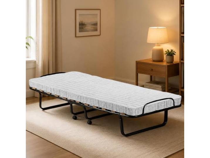 Talamo Italia - Klappbett Eloisa, Klappbett mit 15 Latten, platzsparendes Kinderbett, 100% Made in Italy, 80 x 200 x 40 cm, inklusive Memory-Matratze