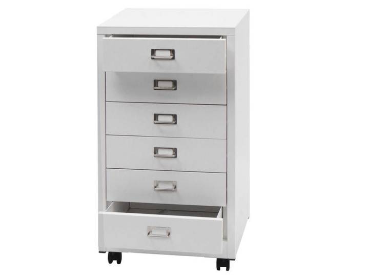 Caisson a tiroirs armoire de bureau 75 x 40 x 41 cm 6 tiroirs metal blanc 04_0008272