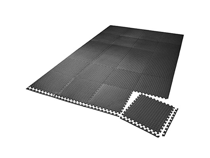 tectake Bodenschutzmatte, Puzzle Matte für den Boden, Schutzmatten für Fitness Übungen, Fitnessgeräte, als Fallschutzmatten indoor, Belag für Garagenboden 24 Stück dicke Puzzlematten 61cm x 61cm