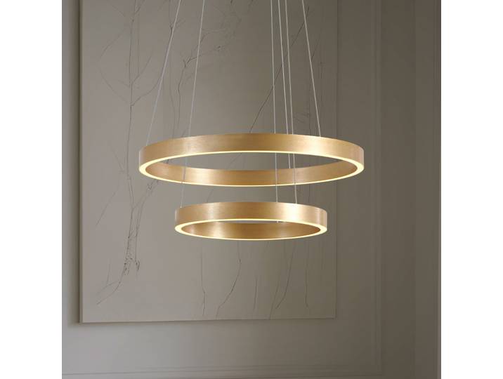 Suspension LED Yonam, Ø 60 cm, à 2 lampes, dorée, CCT - Lucande - Salle à manger - Moderne - Métal - Multi-ampoules