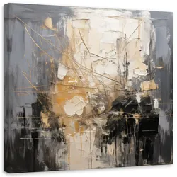 LEINWANDBILD Abstraktion Impasto-Technik Grau 60x60cm