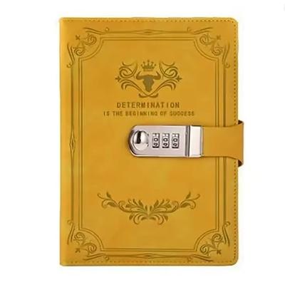 A5 200 Seiten Retro-Passwortbuch mit Schloss Tagebuch verdickt kreatives Handbuch Studentennotizblock Schreibwaren Notizbuch Ordner