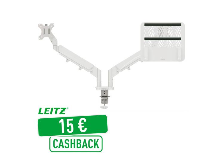 Leitz Bras double pour écran et ordinateur portable à faible encombrement - Gris clair