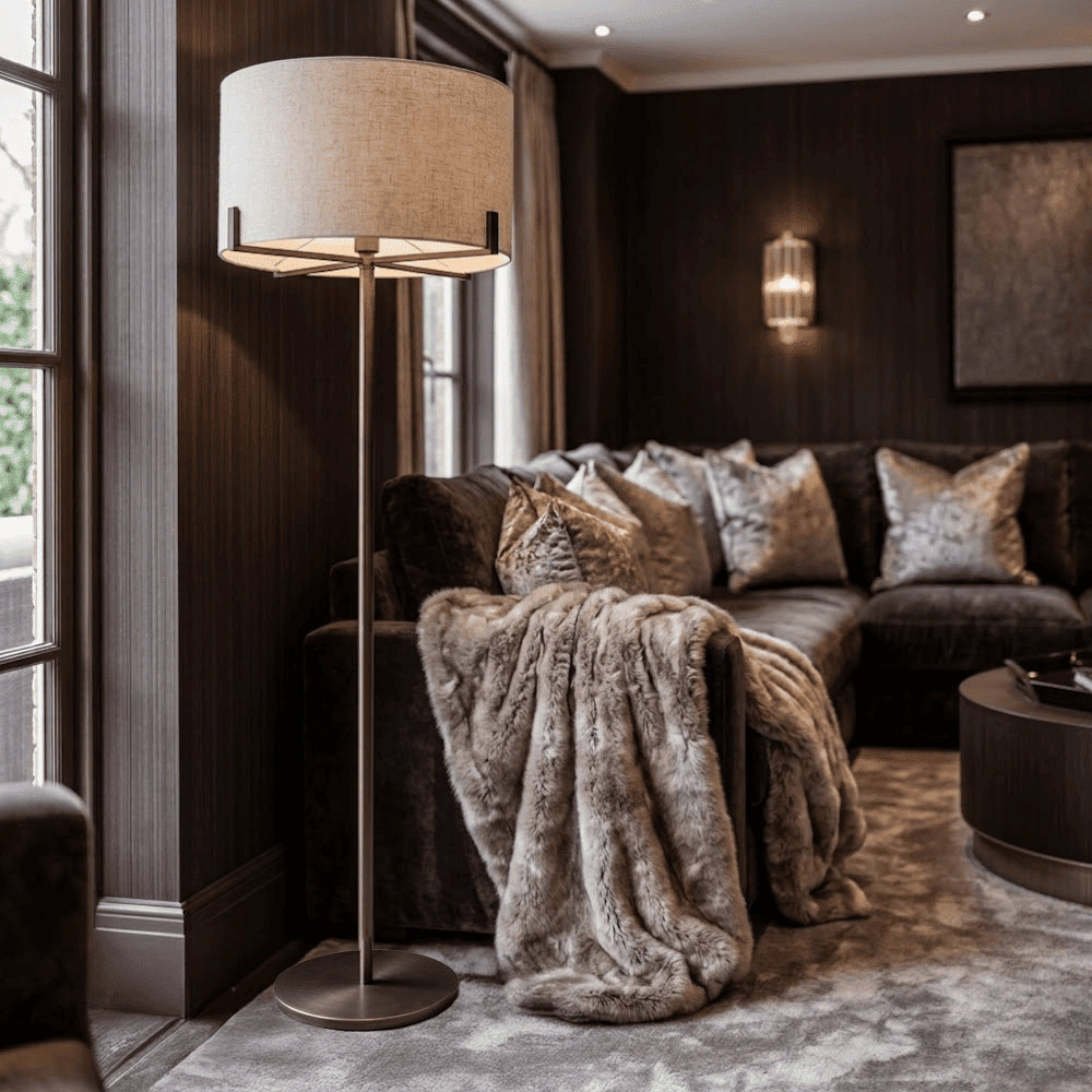 Ashford Bronze & Linen Floor Lamp