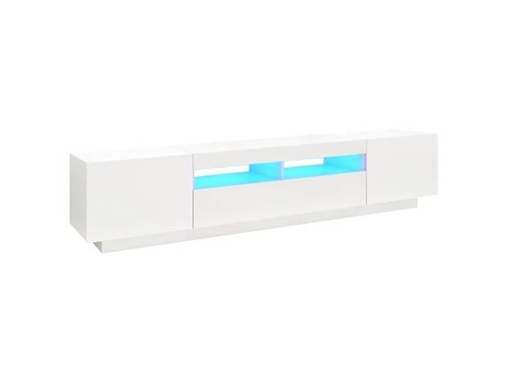 Meuble TV - AKOZON - 200x35x40 cm - Lumières LED RVB - Design contemporain - Bois aggloméré