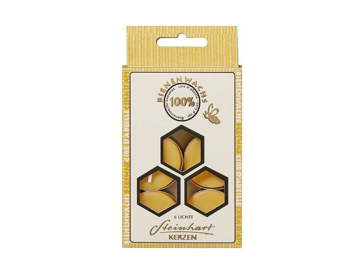 Teelichter Bienenwachs, 6 Stk.