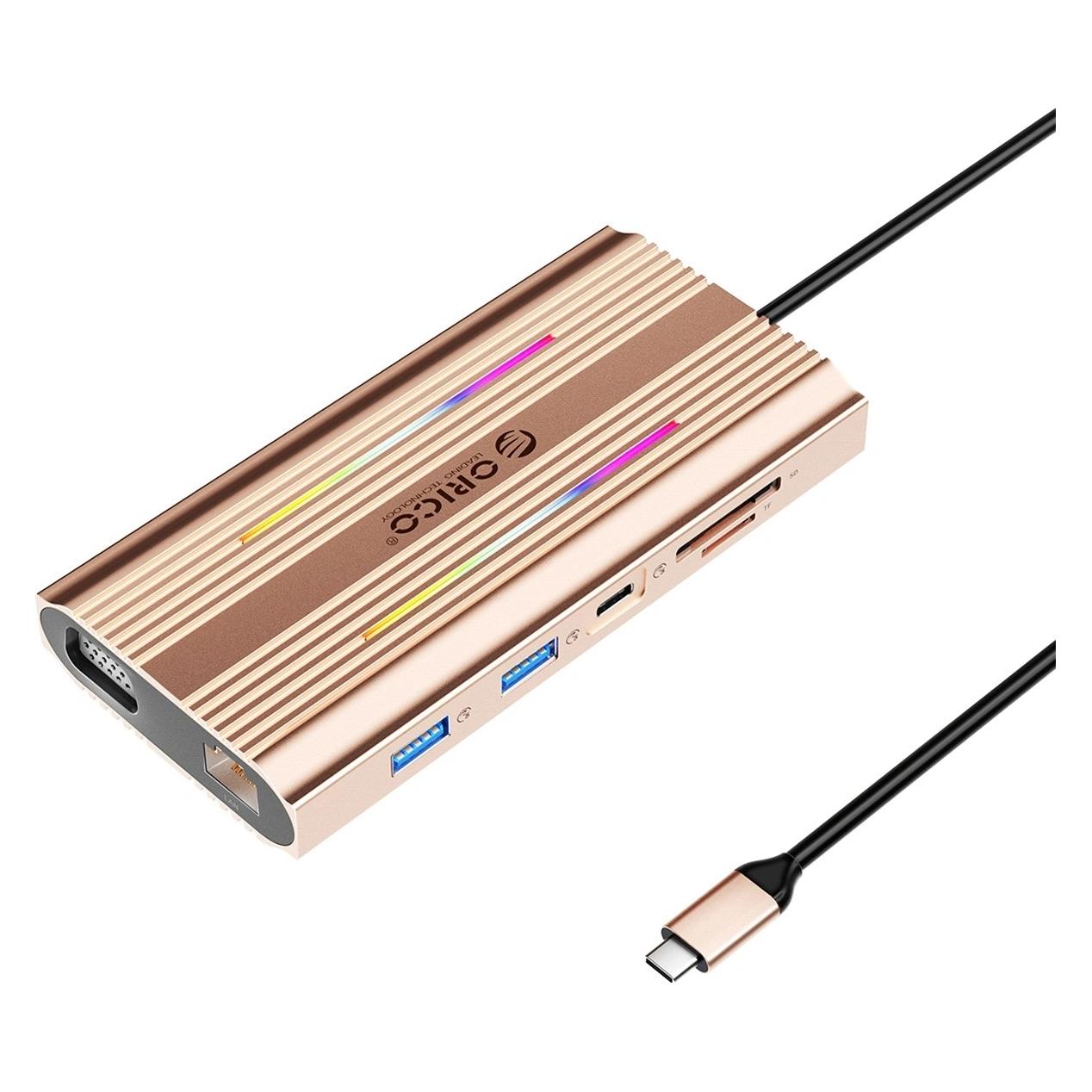 Orico USB-C XDR 12-in-1 RGB Dockingstation USB-A USB-C PD 100W (USB-C, 12 Ports) (6941788803824)