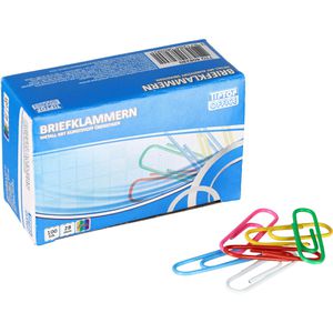 TipTop-Office Büroklammern TTO 408280, 28mm, farbig sortiert, kunststoffüberzogen, 100 Stück
