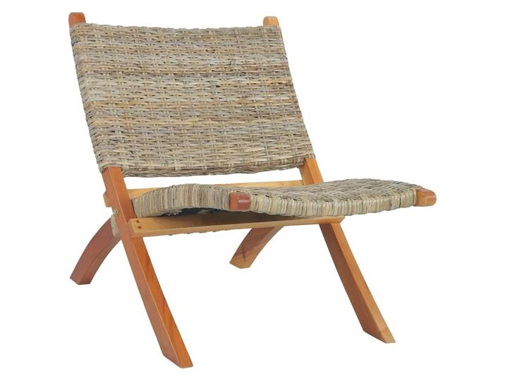vidaXL Relaxstuhl Natur Kubu-Rattan und Massivholz Mahagoni