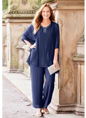 Plus Size Women's Ritzy Cardigan & Tank Set by Catherines in Navy (Size 24 W)