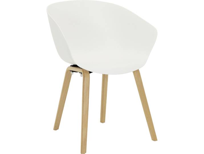Stilvoller Schalenstuhl Dina Holz, Kunststoff weiss - Material: Holz/Kunststoff - Schalenstuhl