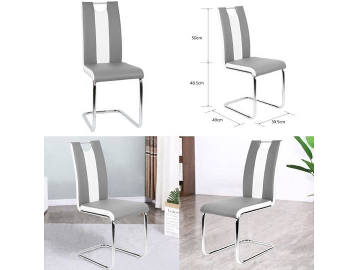 Chaise de salle à manger ergonomique GULOVEJ - Conception incurvée à dossier haut - Lot de 2 - Gris blanc