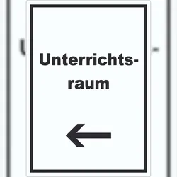 HB-Druck Unterrichtsraum Aufkleber mit Text Richtungspfeil links Schule Schulung hochkant A1 (594x841mm)