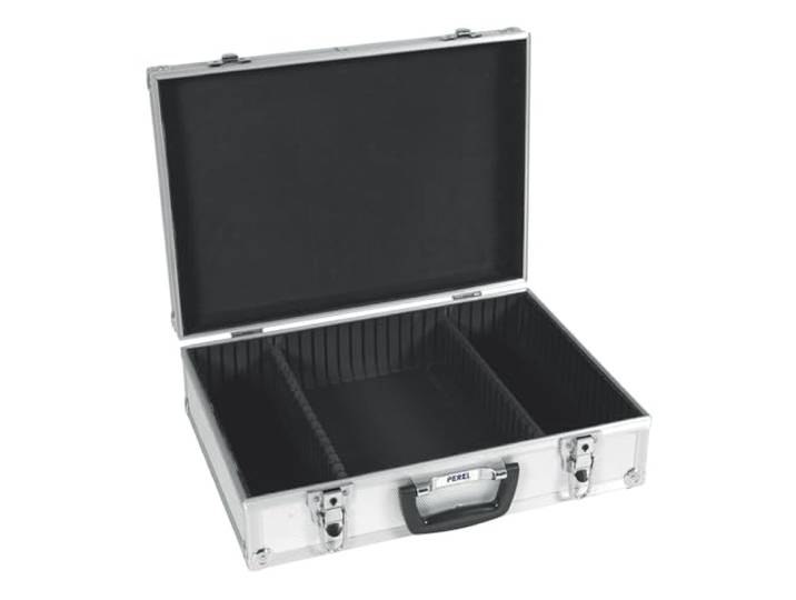 Perel valise à outils en aluminium 425 x 305 x 125 mm avec séparateurs réglables\, serrure à clé (2 clés)\, mallette rigide de transport pour outils\, caméra\, ordinateur portable et instruments de mesure