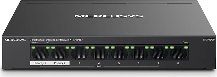 Mercusys MS108GP, 8-Port Gigabit Switch, 7-Port PoE+