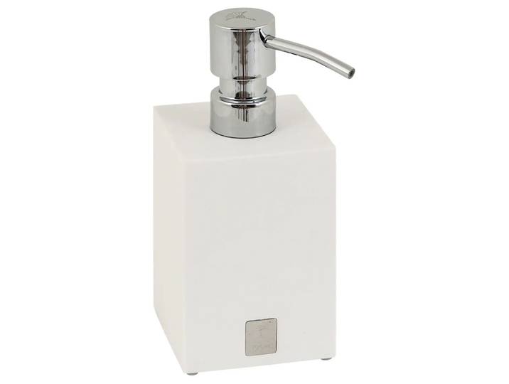 Seifenspender, Weiss, Pumpenkopf Verchromt, Höhe 17 cm