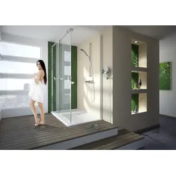 Hoesch Muna Duschabtrennung, Eckversion links, 1500x750 mm, Echtglas mit EverClean-Beschichtung, verchromte Haltestange