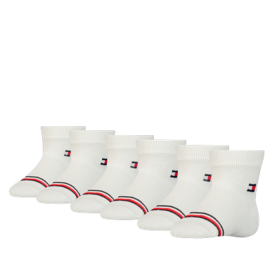 Socken TOMMY HILFIGER "TH BABY SOCK 6P ECOM", Mädchen, Gr. 23-26, weiß, Materialmix, gestreift, unifarben mit Farbeinsatz, Socken Socken, mit ikonischen Streifenakzenten