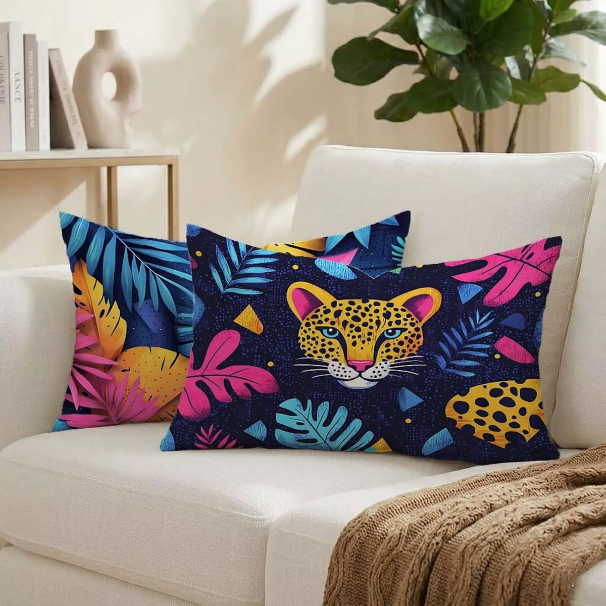 Tropische waterafstotende decoratieve kussenhoezen voor buitenmeubilair, rechthoekig, 40 x 80 cm