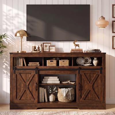 Green4ever Farmhouse TV Stand for 65 inch TV with Sliding Barn Doors