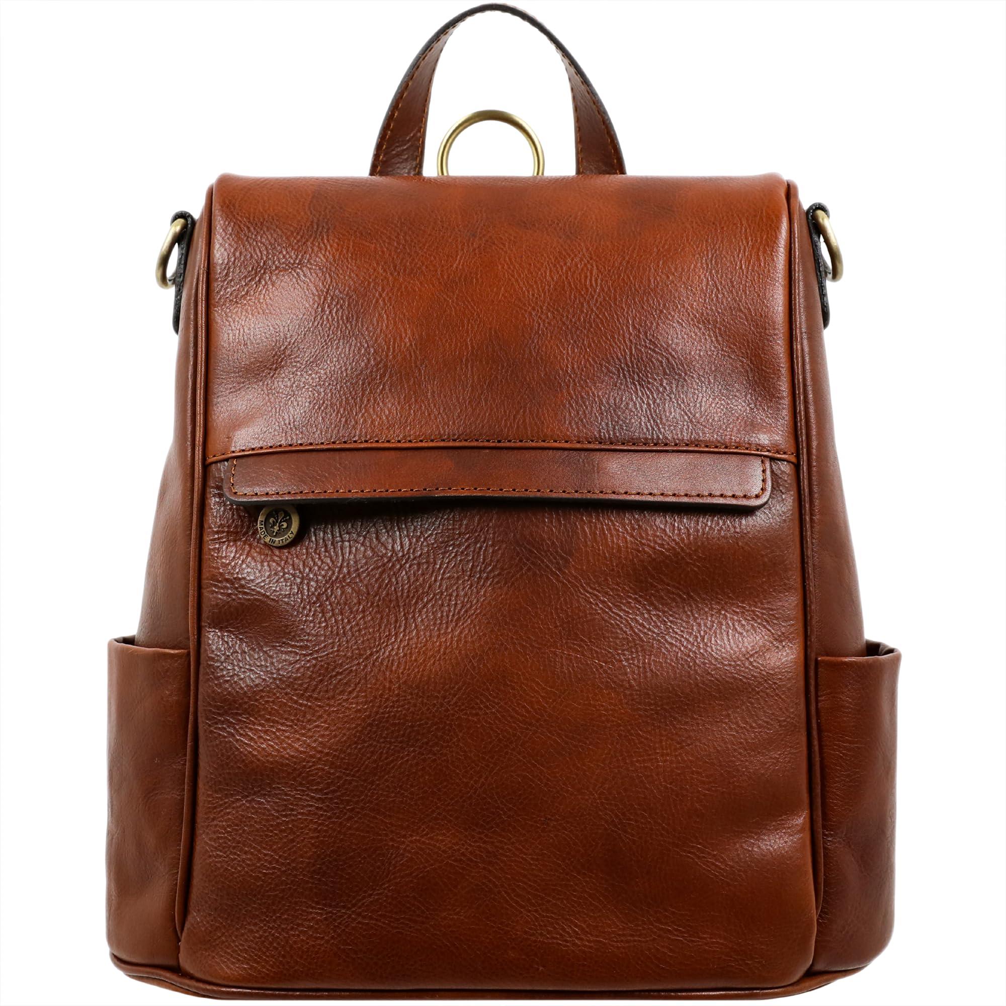 Time Resistance Leder Rucksack für Damen - 100% Lederrucksack - Vintage Rucksack