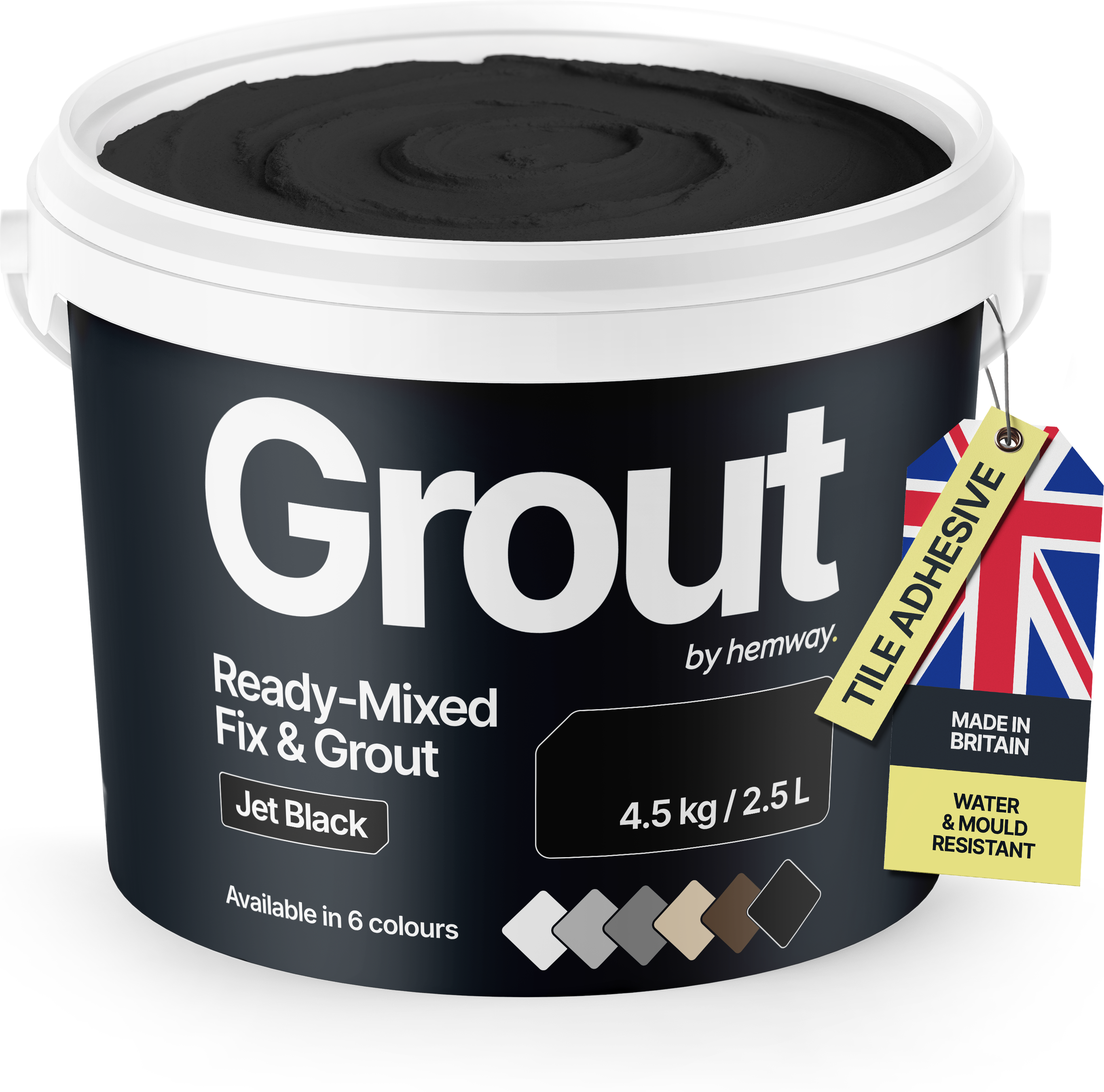 Hemway Ready-Mixed Grout & Fix Adhesive   Jet Black   Tile   Kitchen & Bathroom - Jet Black - 4.5kg