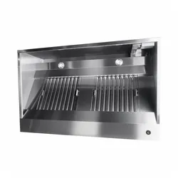 Edelstahl Wandhaube / Dunstabzugshaube Kastenform Pro mit Flammschutzfilter 220 x 95 cm