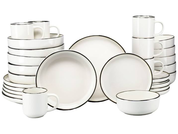 creaTable Kombiservice 30-tlg NORDIC FESTIVE, creme, Steinzeug
